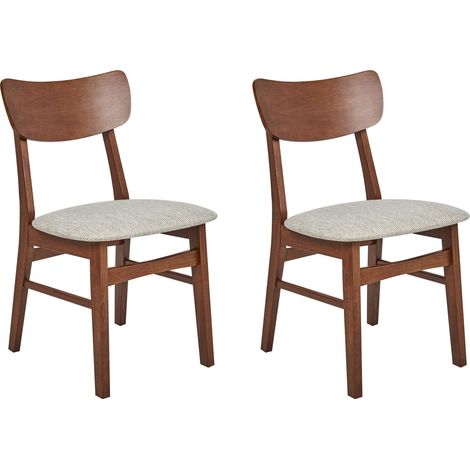 Set di 2 sedie da pranzo Seduta in tessuto tortora Struttura in legno scuro Anoka