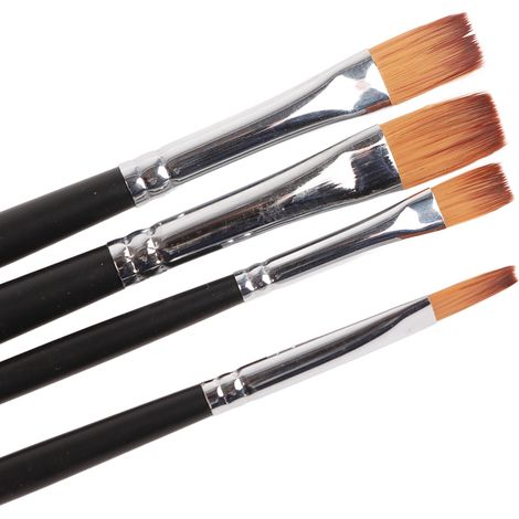 Set de 9 pinceaux artiste nylon pointe plate fine manche long, brosses professionnelles pour peinture acrylique et aquarelle (1/5)