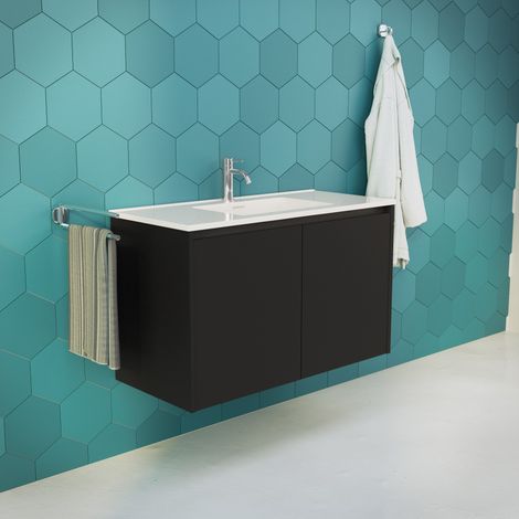 Inda - Meuble de salle de bain L.100 avec vasque noir (1/5)