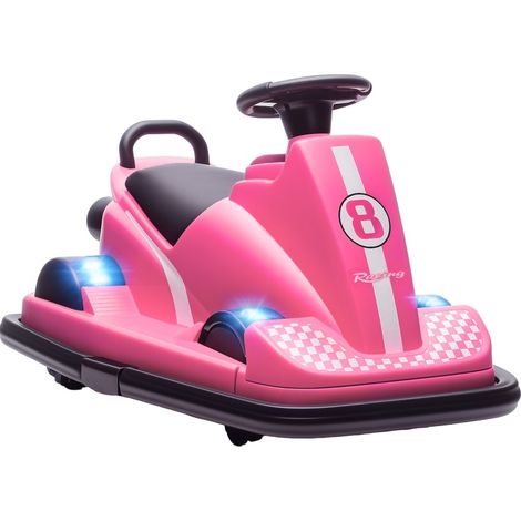 Voiture électrique pour enfants 3-8 ans, rotations à 360°, LED et musique, rose (1/5)