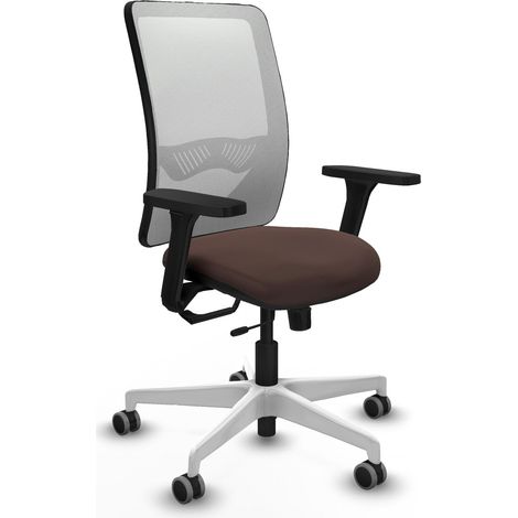 Silla de oficina piqueras y crespo Zulema cuero marrón malla blanca