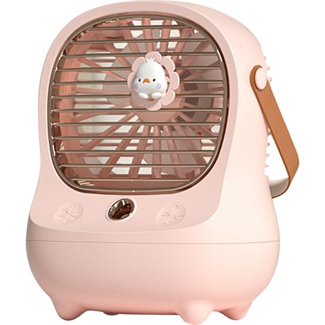Ventilateur de bureau électrique brumisateur rechargeable USB, portable, rose, idéal pour la maison et les voyages. (1/2)