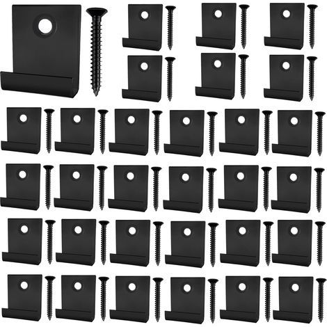 30 clips de terrasse composite, clip de fixation de démarrage caché avec vis autotaraudeuse, quincaillerie de bricolage en acier inoxydable (noir) (1/5)