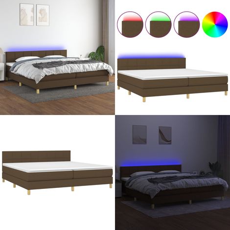 Boxspringbett mit Matratze & LED Dunkelbraun 200x200 cm Stoff - Boxspringbett - Doppelbett - Schlafsystem - Lattenrost - Bettauflage - Home & Living (1/5)
