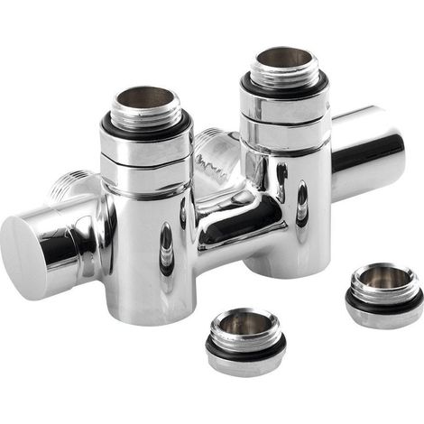 Sapho Twin Combi - Kit de raccordement de valve, raccordement central, droite, entraxe 50 mm, chrome CP461S (1/3)