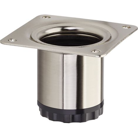 Möbelfuß BRAVO Höhe 50 mm (+ 10 mm) Ø 40 mm Edelstahloptik höhenverstellbarer Schrankfuß aus Stahl Stellfuß belastbar bis 50 kg von SOTECH