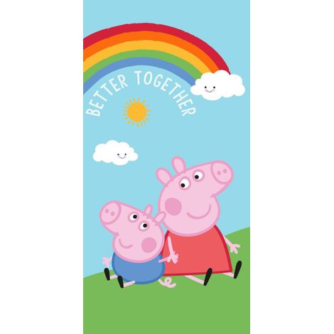 Peppa Pig - Serviette de plage en coton "Arc-En-Ciel"- Multicolore - 70 x 140 cm - Livraison gratuite