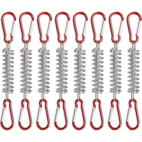 JSSEVN-8 Piezas Muelles de tensión para toldo, Muelles de tensión, con 16 mosquetones, para accesorios de fijación de toldos de tiendas de campaña (1/5)