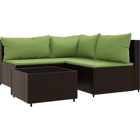 Maison Exclusive - Set Mobili da Giardino 4 pz con Cuscini in Polyrattan Marrone