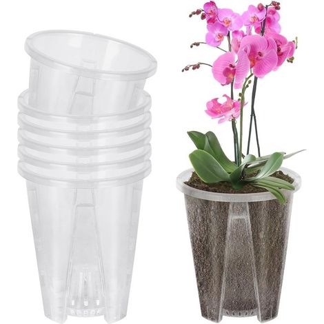 6er Pack transparente Orchideentöpfe 12 cm Für Garten Balkon Pflanzen (1/5)