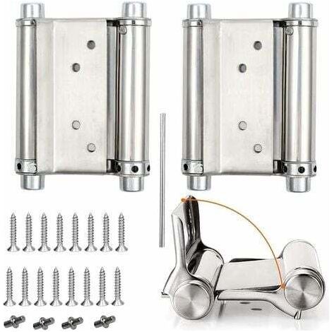 BUNTHAUS PA Charnières de porte de saloon 2 pièces – Acier inoxydable – Charge jusqu'à 15 kg – Dimensions 76mm – Installation facile avec vis incluses - 3inch (1/4)