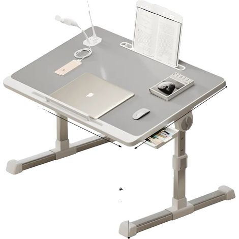 Plateau de lit pour ordinateur, hauteur réglable, design ergonomique, Gris plus (1/2)