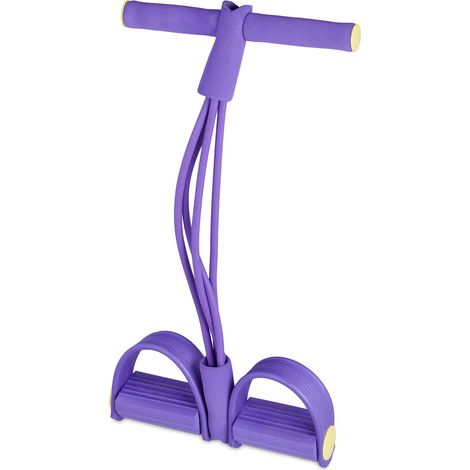 Relaxdays Multi Expander, verstellbare Pedale, Griffstück, multifunktional, Widerstandsband für Fitnesstraining, lila (1/5)