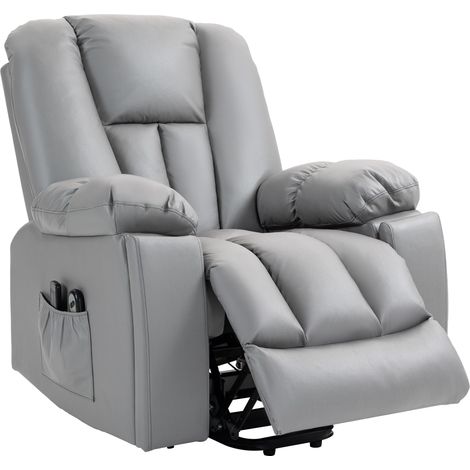 Fauteuil releveur inclinable avec 8 points de massage et télécommande, en microfibre, 94 x 96 x 106 cm, gris (1/5)