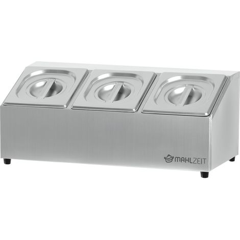 Mahlzeit Contenitore per ingredienti, acciaio inox 3 x 1/6 GN contenitori per catering con piedini