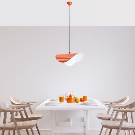 Lustre orange, corps en métal, hauteur réglable 25-112 cm, plaque de base Ø10, culot E27 max. 40 W, pour la décoration moderne Indice IP20 (1/5)