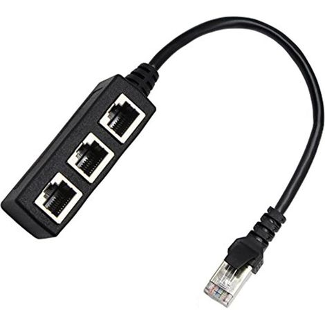 Câble réseau LAN Ethernet 1 à 3 RJ45 mâle 1 à 3 adaptateur de câble Ethernet LAN femelle pour protéger le port de l'appareil. (1/5)