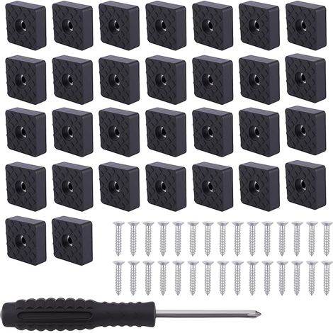 Lot de 30 Pieds carrés en Caoutchouc, Pieds vissables, tampons en Caoutchouc, Pieds de Meubles antidérapants, vissables, pour chaises de Jardin, protège Les Patins de Meubles avec des vis (1/5)