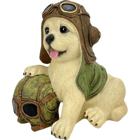 Cane Pilota Decorativo in Resina, Figura Animale per Soprammobili e Regali Originali, Stile Boemo, 14 cm