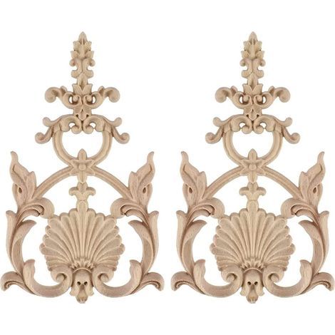 Moulures en bois sculpté pour la décoration, autocollants pour meubles, portes, lits, fenêtres, non peintes, à faire soi-même (2 pièces) (1/5)