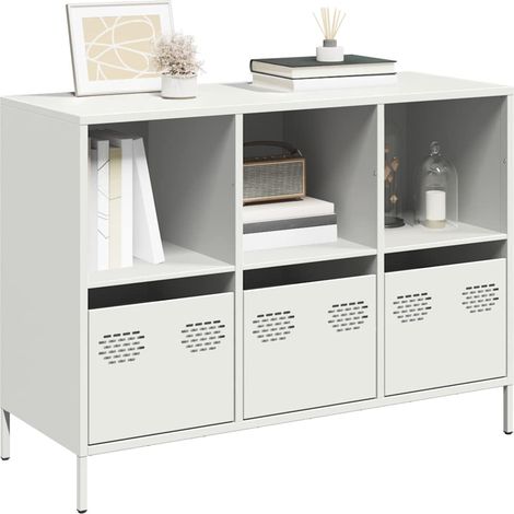 Sideboard Weiß 101,5x39x73,5 cm Kaltgewalzter Stahl