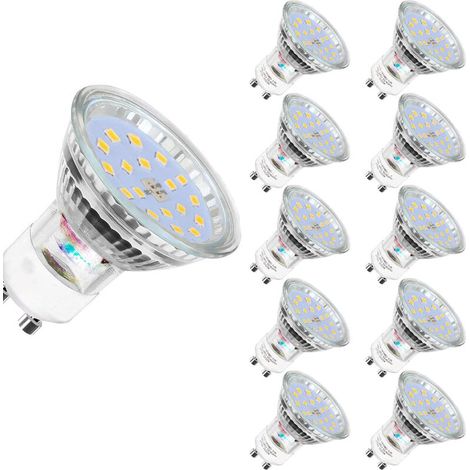 Lot de 10 Ampoules LED GU10 5W 60W Équivalent Ampoules à Halogène 560LM Blanc Froid 6000K Non-Dimmables (1/4)
