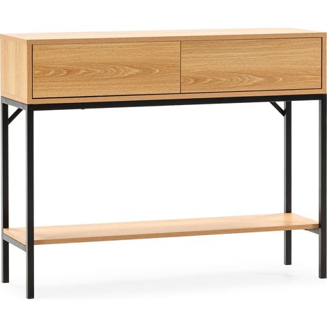 Mesa consola Auri 2 cajones efecto Roble