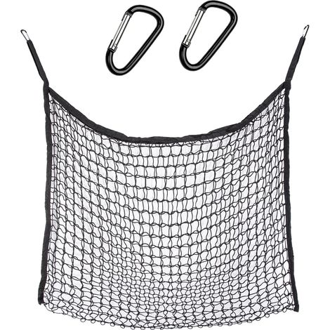 Filet à foin pour chevaux - Environ 15 kg - Grand sac à foin pour chevaux - 90 × 120 cm - 4,5 cm - Maille étroite - Filet à foin pour cheval avec 2 mousquetons stables (1/5)