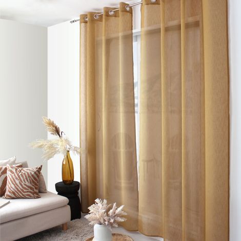 Voilage Sia 140x240 cm uni texturé - 140x240cm - Tabac (1/3)