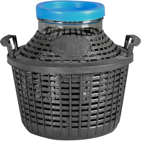 Tourie en Verre avec Panier en Plastique, Vert/Marron, 5 litres