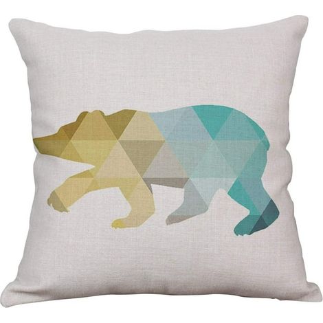 Housse de coussin décorative géométrique en coton et lin, taie carrée 45x45 cm pour canapé, canapé d'extérieur, housse de coussin moderne pour salon, lot de 2, tissu naturel (1/5)