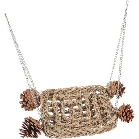 Woven Straw Parrot Swing Hammock Toy (1/5)