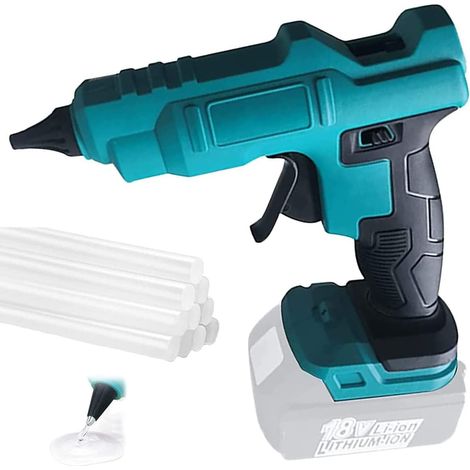 Pistolet à colle chaude à batterie, Compatible avec la batterie Makita Résistant à la chaleur à haute température,brûlures 11 mm Comprend 10 bâtonnets de colle + batterie 5.5A
