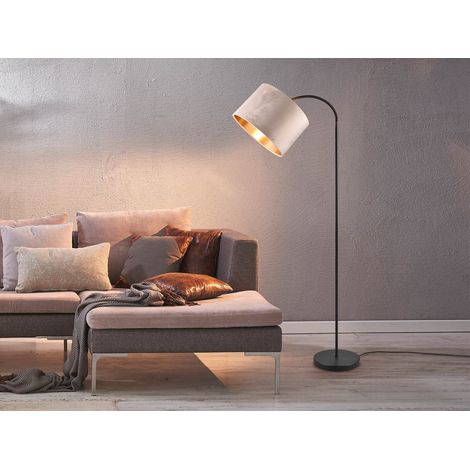 Bogenleuchte JULIETA mit Samt Lampenschirm Beige Gold, Höhe 156cm (1/5)