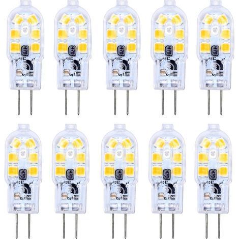 TAISHENGDA-Ampoule LED G4 12 V 2 W blanc froid 6000 K, 200 lm, équivalent halogène G4 bipolaire 10 W/20 W, lampe LED G4 12 V AC/DC pour camping-car/hotte de cuisine, non dimmable, lot de 10 (1/5)