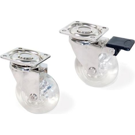 Rueda  SLIP transparente con pletina - 75mm / 98mm / 50Kg / Sin freno
