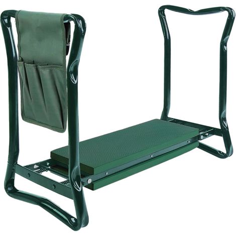 Tabouret de jardinage pliable avec rangement - Vert - Linxor