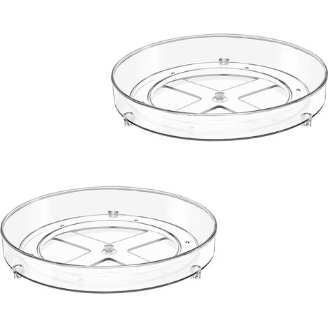 Lot de 2 organiseurs de plateau tournant de 27 cm, plateau tournant, organiseur de réfrigérateur, plateau tournant à 360°, support à épices, organisateur rotatif pour cuisine, garde-manger (1/5)