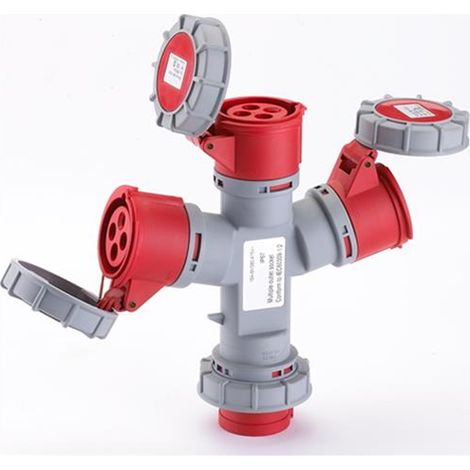ADATTATORE INDUSTRIALE 380V SPINA+3 PRESE 3P+T 16A CE MAURER PLUS