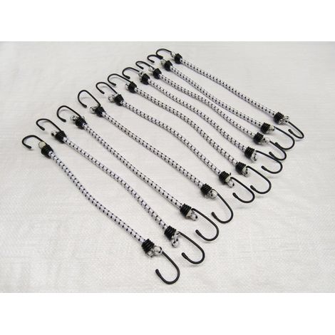 X10 8MM X 600MM Shock Cord Assemblies With Hooks - Elastic Bungee Tie Down