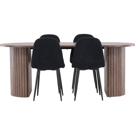 Härön Essgruppe Tisch 90x200cm und 4 Teddy Stühle mocca. (1/4)