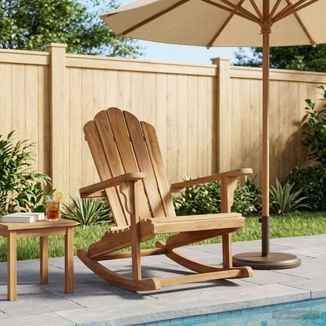 vidaXL Chaise berçante Adirondack de jardin Naturel (1/5)