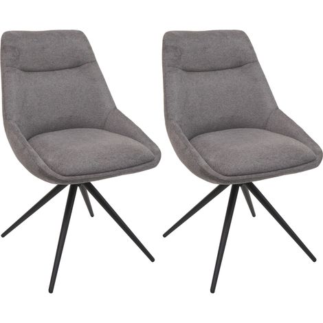 [NEUWERTIG] 2er-Set Esszimmerstuhl HHG-066, Küchenstuhl Lehnstuhl Stuhl, drehbar Auto-Position Metall Stoff/Textil grau