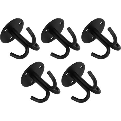 5 Crochets de Suspension Plafond en Acier Inoxydable Renforcé, Support Lourd pour Plantes et Décorations, Noir - Lot de 5 (1/5)