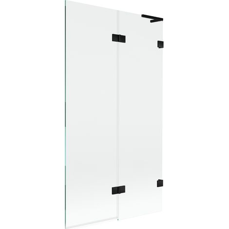 Mexen Lunar L paroi de bain à 2 volets droite 100 x 150 cm, transparent, noir - 897L-100-100-70-00-P (1/5)