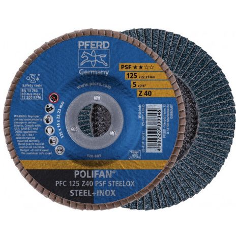 Disque à lamelles POLIFAN Z PSF STEELOX D. 115 mm granulation Z-80 conique INOX (Par 10)