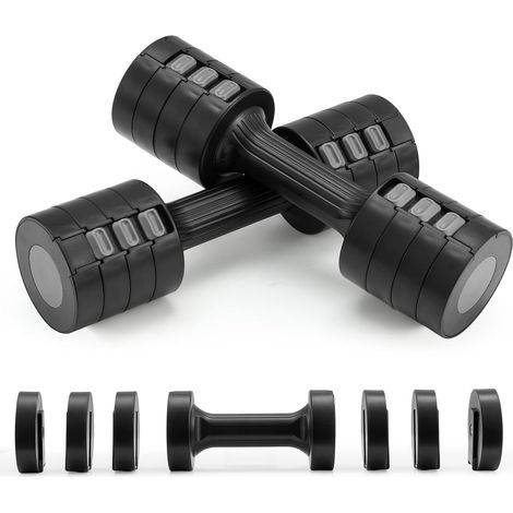 Trintion Hantelset für Frauen, verstellbar, 4-in-1-Gewichte, Hantelpaar, jeweils 1 kg/1,5 kg/2 kg/2,5 kg, Freihanteln für das Heimfitnessstudio, Handgewichte für das Krafttraining (Schwarz)