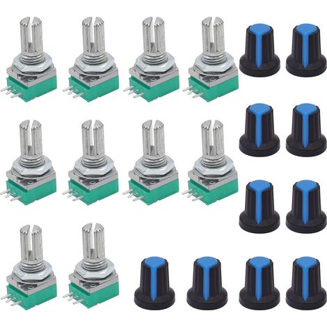 Potentiomètres d'amplificateur à joint rotatif linéaire unique, Type 10k Ohm, arbre moleté 3 broches RK097N-3-10K, 10 pièces (1/5)
