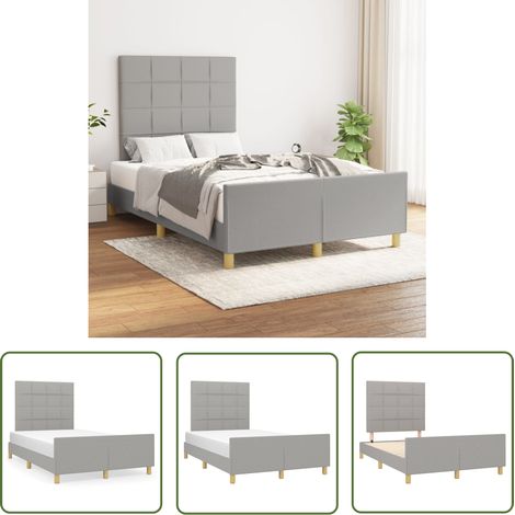 The Living Store Cadre de lit sans matelas gris clair 120x200 cm tissu - Lit Plateforme - Cadre De Lit - Lit Double - Literie - Meuble Chambre (1/5)
