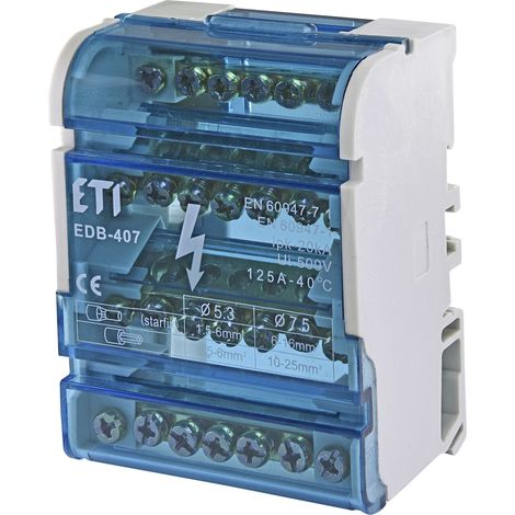 Bloque de distribución de 125 A (4x7 terminales) EDB-407